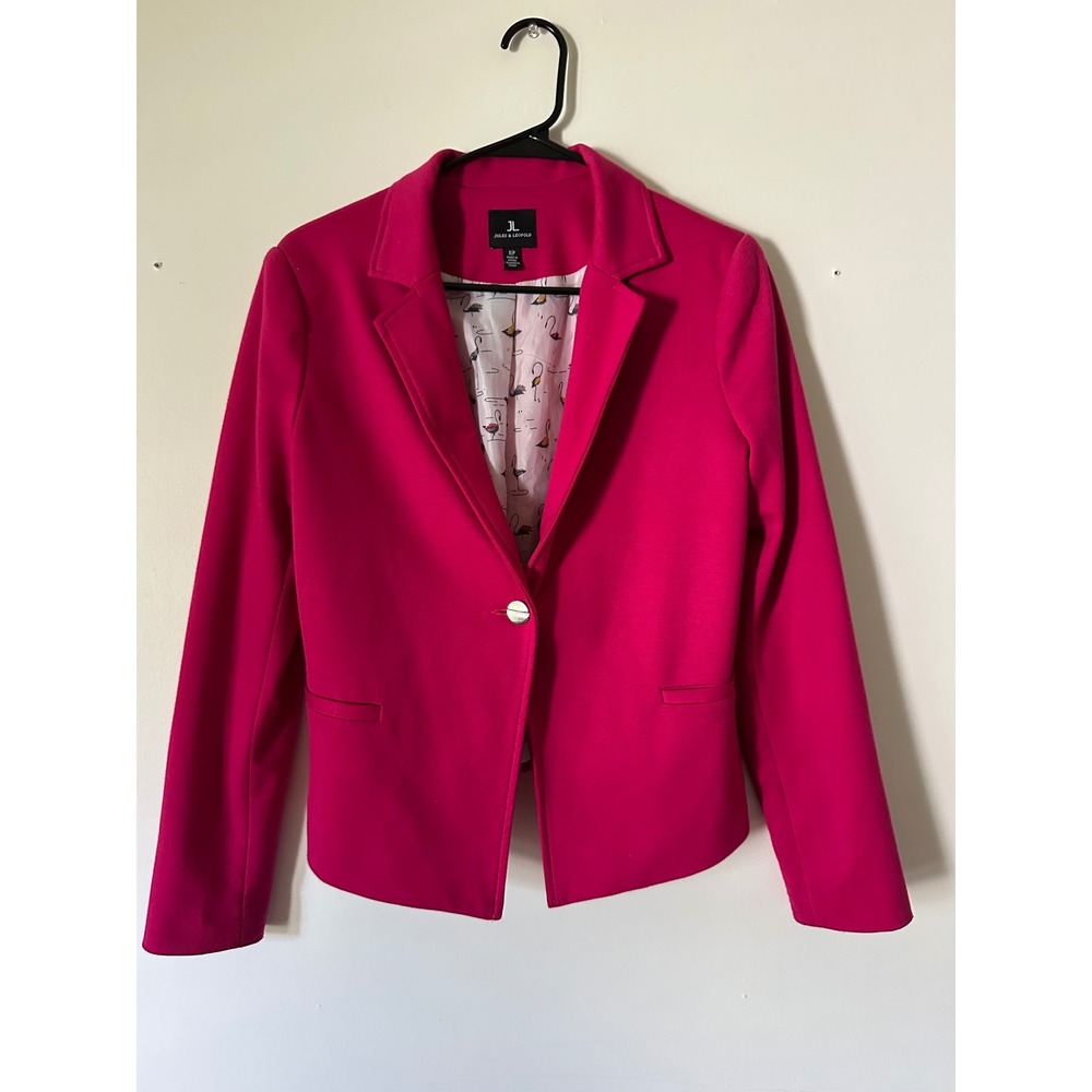 Jules & Leopold Hot Pink Single Button Blazer Flamingo Lining S/P Officechic